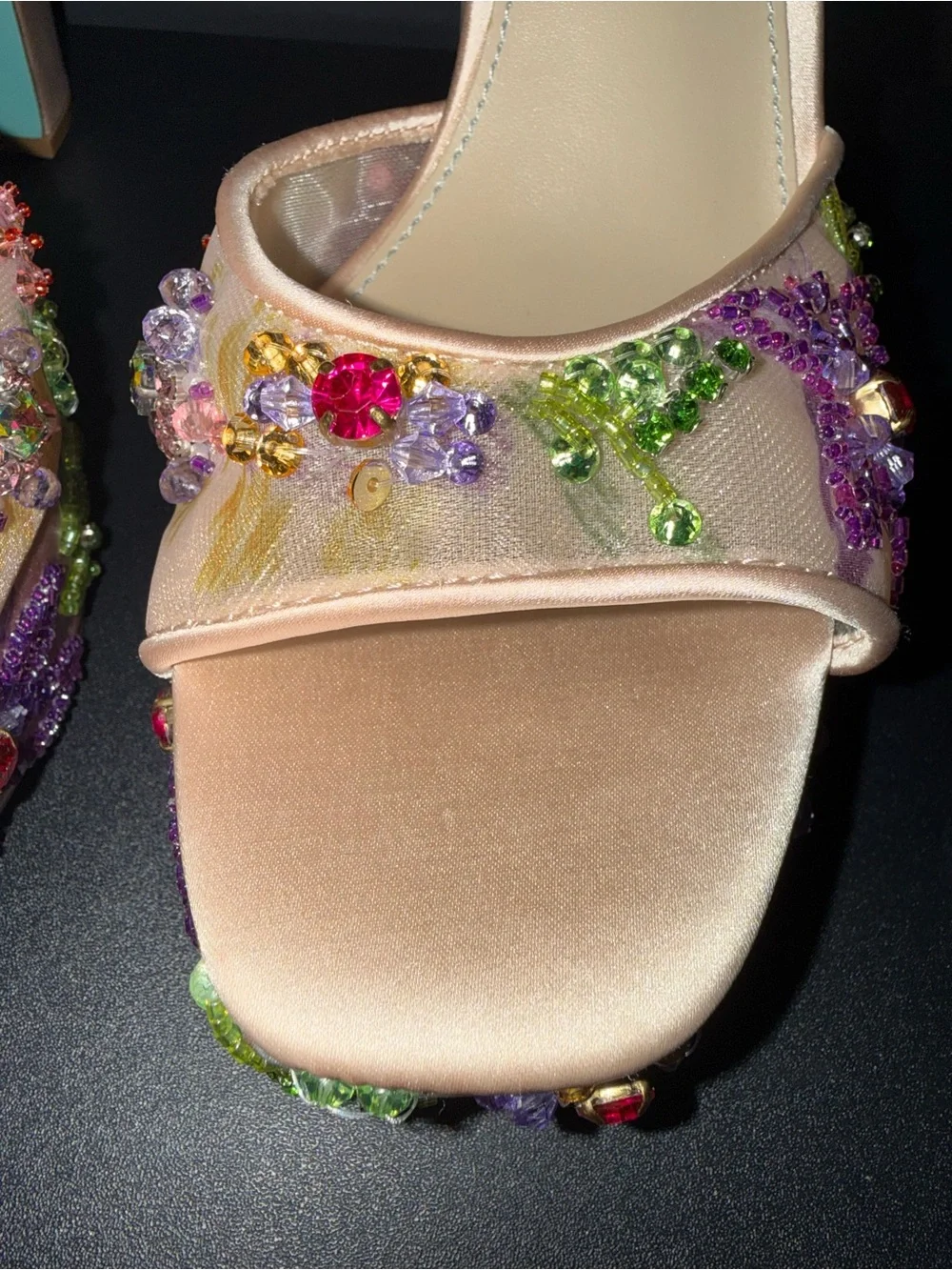 NWOT Betsey Johnson Viven Jeweled Platform Heels Floral Beaded Size 9.5